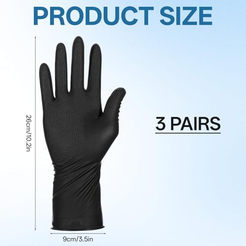 Guantes para Tinte de Cabello SynHHergyx, 3 Piezas de Guantes de Goma Reutilizables para Coloración Profesional en Casa y Salón (Negro, Mediano) - imagen 2