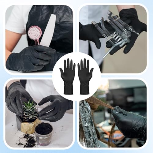 Guantes para Tinte de Cabello SynHHergyx, 3 Piezas de Guantes de Goma Reutilizables para Coloración Profesional en Casa y Salón (Negro, Mediano) - imagen 7