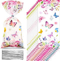 Bolsitas de Celofán Pajean de 100 Piezas con Mariposas y Flores Acuareladas para Fiestas de Cumpleaños, Baby Shower y Verano - imagen 1