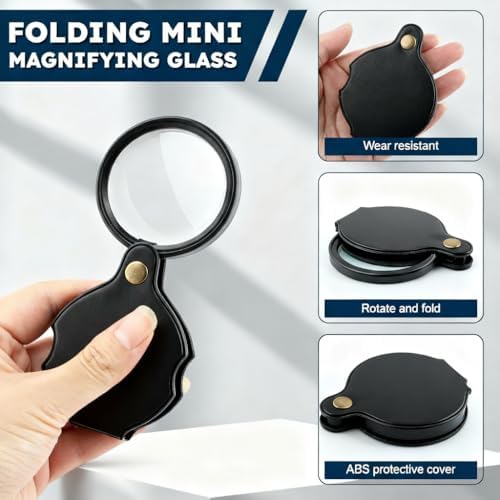 Lupa de bolsillo 20X, lupa portátil plegable HD rotativa, mini ideal para lectura y estudiantes - imagen 3
