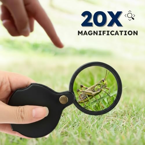 Lupa de bolsillo 20X, lupa portátil plegable HD rotativa, mini ideal para lectura y estudiantes - imagen 8
