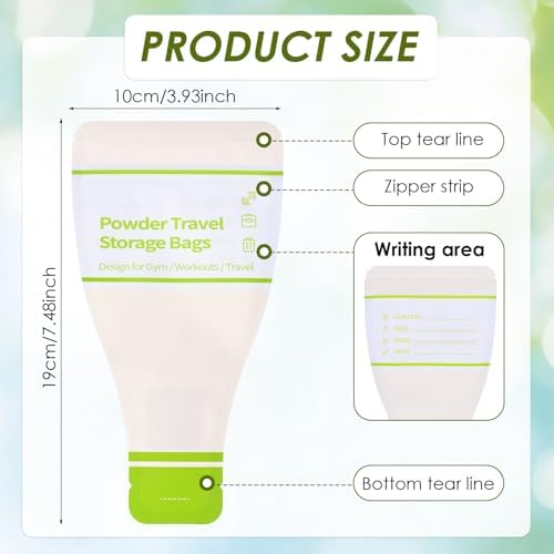 Bolsas Desechables para Contenedor de Proteína en Viaje – 60 Piezas, Bolsas de Polvo de Uso Único a Prueba de Fugas, Ideal para Gimnasio y Viajes - imagen 2
