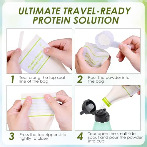 Bolsas Desechables para Contenedor de Proteína en Viaje – 60 Piezas, Bolsas de Polvo de Uso Único a Prueba de Fugas, Ideal para Gimnasio y Viajes - imagen 3