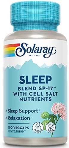 Suplemento SOLARAY Sleep Blend SP-17 para Adultos - Cápsulas de Mezcla de Hierbas para Dormir con Raíz de Valeriana, Lúpulo, Escutelaria y Manzanilla - imagen 1