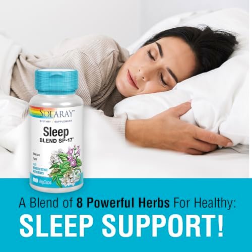 Suplemento SOLARAY Sleep Blend SP-17 para Adultos - Cápsulas de Mezcla de Hierbas para Dormir con Raíz de Valeriana, Lúpulo, Escutelaria y Manzanilla - imagen 3