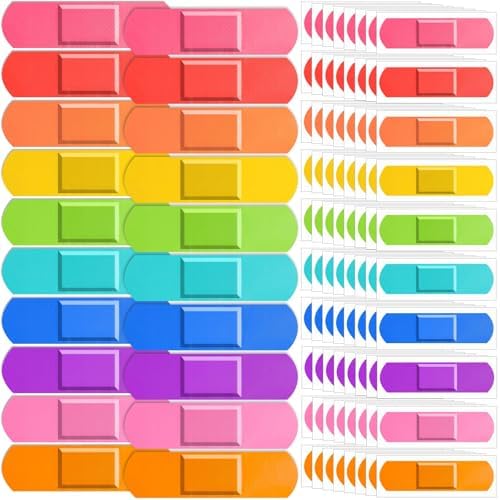 160 Piezas de Curitas Coloridas para Niños, Vendajes Adhesivos Flexibles Neón Impermeables para Cortes y Raspones, 2.83'' x 0.75'' - imagen 1