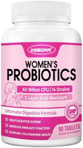 ZEBORA Probióticos para Mujeres, Salud Digestiva, 60 Mil Millones de Prebióticos y Probióticos, Apoyo Inmunológico, Sin Gluten ni Soja, 90 Tabletas - imagen 1
