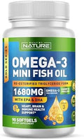 Aceite de Pescado Omega 3 Mini Built by Nature – Triglicéridos Reesterificados (rTG) – Alta Concentración de Omega-3 1680mg, EPA y DHA – 90 Gelatinas - imagen 1