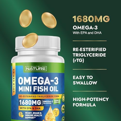 Aceite de Pescado Omega 3 Mini Built by Nature – Triglicéridos Reesterificados (rTG) – Alta Concentración de Omega-3 1680mg, EPA y DHA – 90 Gelatinas - imagen 3