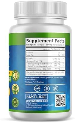 Aceite de Pescado Omega 3 Mini Built by Nature – Triglicéridos Reesterificados (rTG) – Alta Concentración de Omega-3 1680mg, EPA y DHA – 90 Gelatinas - imagen 5