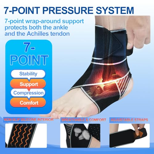 Faja de Tobillo Kathrio 2 Piezas para Hombres y Mujeres - Soporte Ajustable con Diseño Antideslizante, Compresión para Tendinitis de Aquiles, - imagen 3