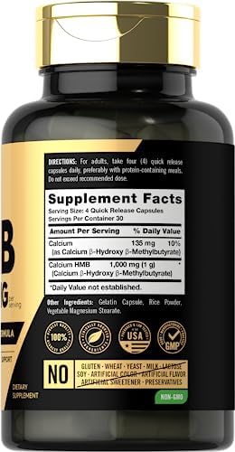 Suplemento HMB Carlyle para Hombres y Mujeres | 1000 mg | 120 Cápsulas | Fórmula Avanzada para Atletas | Sin OGM y Libre de Gluten - imagen 2