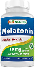 Tabletas de Melatonina 10mg (No OGM) de Best Naturals - Promueve la Relajación y el Sueño - 120 Tabletas - imagen 1
