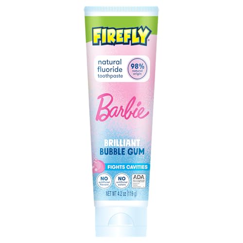 Pasta de Dientes Anticaries Natural con Flúor Firefly para Niños, Barbie, Sabor Chicle, 4.2oz - imagen 2