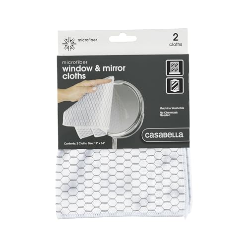Paño de Microfibra Sin Pelusa para Limpiar Vidrios y Espejos Casabella, Blanco/Negro (Set de 2) - imagen 2
