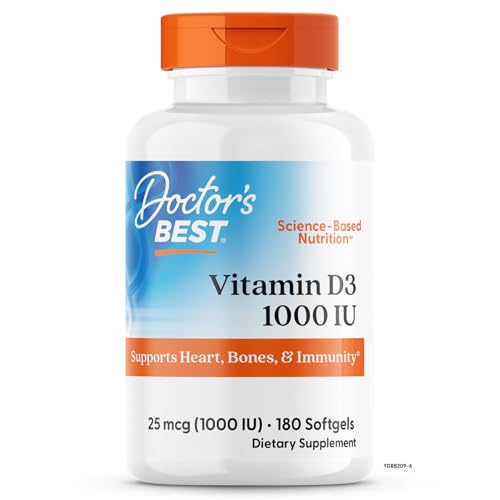 Doctor's Best Vitamina D3 1000 IU Softgels para Hombres y Mujeres - Suplemento para el Sistema Inmunológico y Salud Cardiaca, 25 mcg por Porción, No - imagen 1