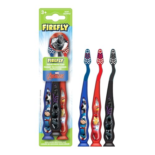 Paquete de Cepillos de Dientes Marvel Avengers Firefly, Suave para Niños de 3 Años en Adelante, 3 Piezas, 0.127 lb - imagen 1
