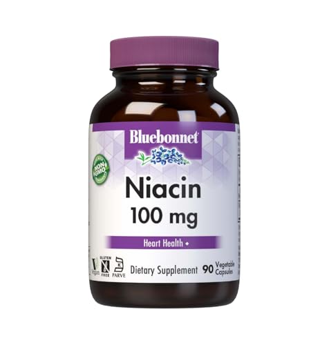 Suplemento de Niacina Bluebonnet 100mg - Ácido Nicotínico para la Salud del Corazón - Vegano, No GMO, Kosher, Sin Gluten, 90 Cápsulas Vegetales - imagen 2