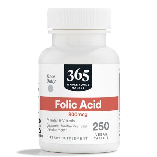 365 de Whole Foods Market, Ácido Fólico 800mcg, Vegano, 250 Tabletas - imagen 2