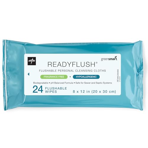 Toallitas desechables Medline ReadyFlush (24 toallitas), sin fragancia, biodegradables, húmedas para incontinencia, con aloe, hipoalergénicas y - imagen 4
