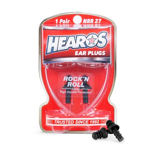 Tapones para oídos Hearos Rock 'n Roll con estuche gratis, 1 par, NRR 27, TPE, reutilizables, color negro (309) - imagen 3