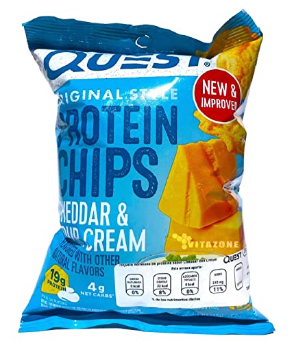 Chips de Proteína Quest Nutrition, Sabor Cheddar y Crema Agria, 22g de Proteína, 2g de Carbohidratos Netos, 130 Calorías, Bolsa de 1.2oz - imagen 6