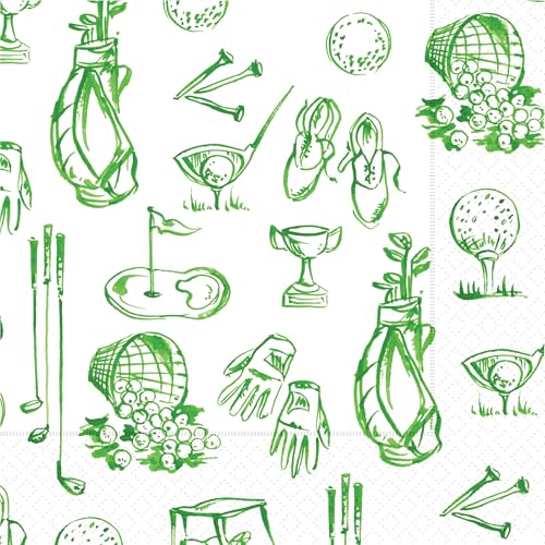 Servilletas desechables de papel Boston International de 3 capas, 5 x 5, para fiesta, temática de golf, paquete de 20 unidades - imagen 2