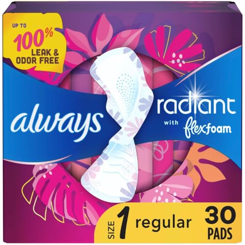 Toallas femeninas Always Radiant para mujer, Tamaño 1, Absorbencia Regular, con Flexfoam, con alas, Aromatizadas, 30 piezas - imagen 6