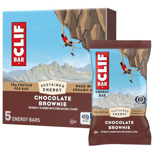 CLIF BAR - Sabor Brownie de Chocolate - Hecho con Avena Orgánica - 10g de Proteína - No Transgénico - Vegano - Barras Energéticas - 2.4 oz (Paquete - imagen 3