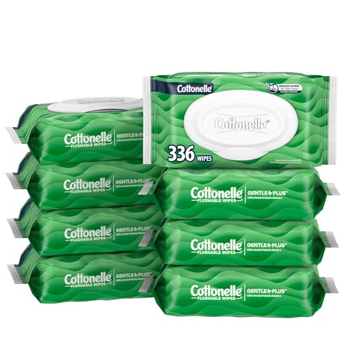 Toallitas Húmedas Flushables Cottonelle GentlePlus con Aloe y Vitamina E, 8 Paquetes con Tapita, 42 Toallitas por Paquete (Total 336 Toallitas) - imagen 1