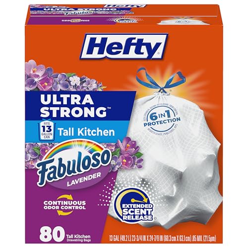 Bolsas de Basura Hefty Ultra Strong de 13 Galones, Resistentes a Fugas y Desgarros, Control de Olores, Aroma a Lavanda Fabuloso, 80 Piezas - imagen 2