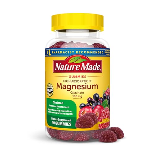 Gomitas de Magnesio Glycinate de Alta Absorción Nature Made 100 mg, Soporte para Músculos, Nervios, Huesos y Corazón, 40 gomitas, 20 días de - imagen 4