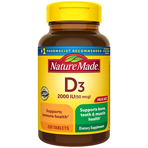 Nature Made Vitamina D3 2000 IU (50 mcg), Suplemento para Huesos, Dientes, Músculos e Inmunidad, 220 Tabletas, Suministro para 220 Días - imagen 3