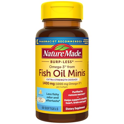 Suplementos de Aceite de Pescado Omega 3 Nature Made Extra Fuerte 1400 mg Minis, 60 Softgels, Apoyo para Corazón, Cerebro y Ojos, 30 Días - imagen 5