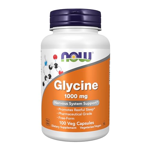 Suplementos NOW Foods, Glycina 1,000 mg en forma libre, apoyo para neurotransmisores*, 100 cápsulas vegetarianas - imagen 1