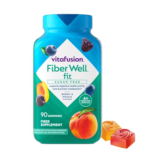 Gomitas Vitafusion Fiber Well Fit | 4g | 90 piezas | Sin azúcar | Suplemento vitamínico para hombres y mujeres | Sabor a frutos rojos y durazno | Sin - imagen 2