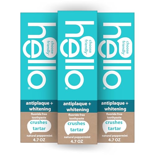 Pasta de Dientes Antisarro y Blanqueadora sin Flúor hello, con Aceite de Coco y Aceite de Árbol de Té, Sabor Natural a Menta, Paquete de 3 Tubos de - imagen 3