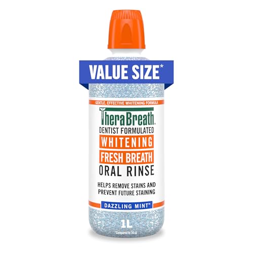 Enjuague Bucal Blanqueador TheraBreath, Menta Deslumbrante, Formulado por Dentistas, 1 Litro - imagen 2
