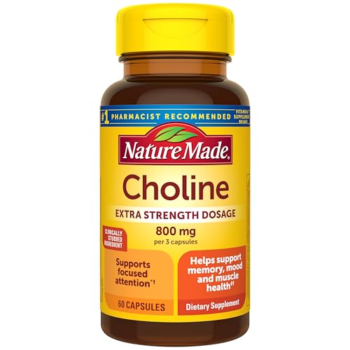 Suplementos de Colina Extra Fuerte Nature Made 800 mg en 3 Cápsulas, Salud Cerebral, Ánimo, Soporte Muscular y Hepático, Vegetariano, 60 Cápsulas, - imagen 6