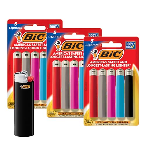 Encendedores BIC Maxi Pocket, Llama Duradera y Diseños Coloridos, Colección Clásica, Paquete de 15 (Colores Pueden Variar) - imagen 2