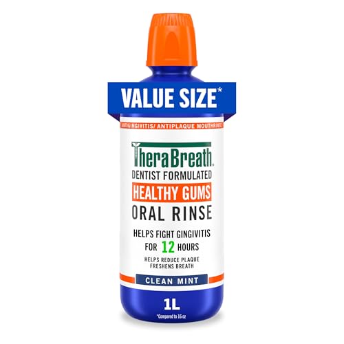 Enjuague Bucal TheraBreath Healthy Gums, Antigingivitis, Sabor Menta Limpia, Formulado por Dentistas, Sin Alcohol, 1 Litro - imagen 6