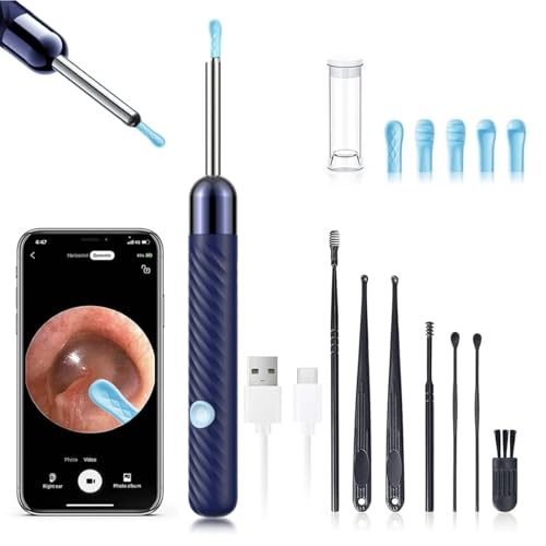 Kit de Limpieza de Oídos - Herramienta para Remover Cerumen con Cámara 1080P - Incluye Cucharita y Set para Canal Auditivo - Compatible con iOS y - imagen 4