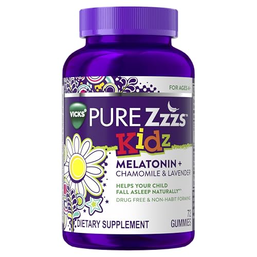 VICKS Pure Zzzs Kidz, Gomitas de Melatonina para Dormir, Ayuda a los Niños a Dormir Naturalmente, 72 Gomitas de Baja Dosis - imagen 3