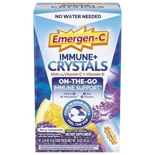 Emergen-C Immune Plus Cristales, Suplemento de Soporte Inmunológico con Vitamina C, D, B, Zinc y Manganeso, Sabor Limón Berry - 28 Paquetes - imagen 4
