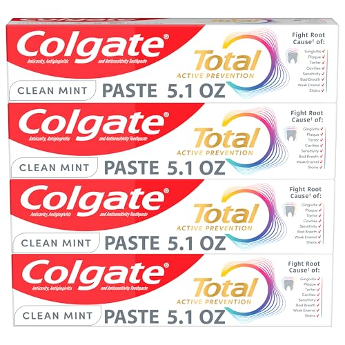 Pasta Dental Colgate Total Active Prevention Clean Mint, Anticaries con Flúor, Fórmula Clínica que Combate Placa, Menta, Paquete de 4, 5.1 oz - imagen 6