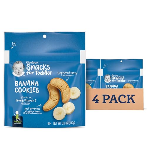 Galletas de Plátano Gerber para Niños, Snacks para Bebés, 10% DV de Hierro y Vitamina E, Comida para Niños - imagen 2