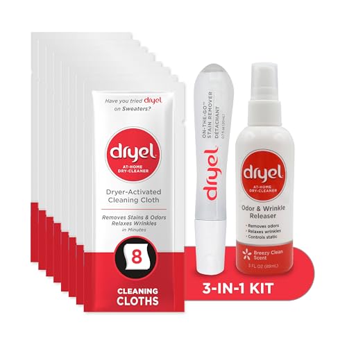 Kit de Limpieza en Seco Dryel para Hogar con Spray Antipliegues, Nuevo y Mejorado, Cuidado Suave para Telas Especiales y Ropa de Lavado en Seco, 8 - imagen 1