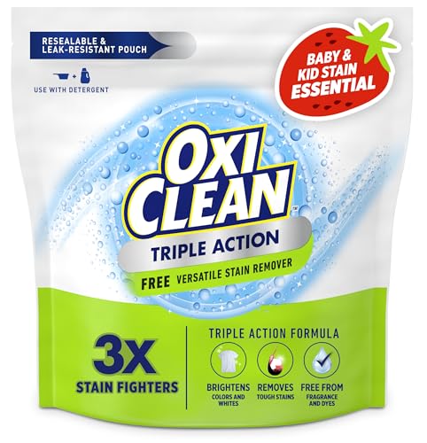 OxiClean Triple Acción Polvo Quitamanchas Versátil, Sin Fragancia, Sin Colorantes, Sin Cloro, 4 lbs, Aclara Colores y Blancos - imagen 2