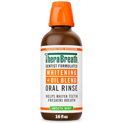 Enjuague Bucal TheraBreath Whitening + Mezcla de Aceites, Sin Alcohol ni Peróxido, Aclara Dientes y Refresca Aliento, Menta Suave, 16 Fl Oz - imagen 6