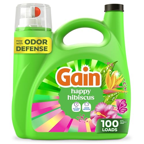 Detergente Líquido para Ropa Gain, Defensa contra Olores, Aroma Hibisco Feliz, 132 oz, 100 Cargas, Para Lavadoras HE (El empaque puede variar) - imagen 3